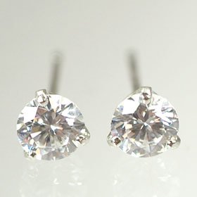 プラチナ・スーパーCZ(4mm)　スタッドピアス（3本爪）