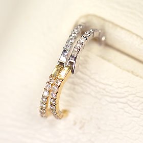 K18＆K18WG・ダイヤモンド0.3ct　ピアリング