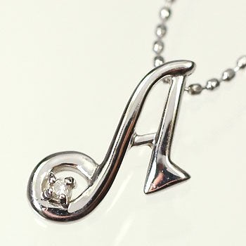 K10WG・ダイヤ0.03ct　イニシャルペンダント「A」