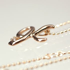 K10PG・ダイヤ0.03ct　イニシャルペンダント「K」