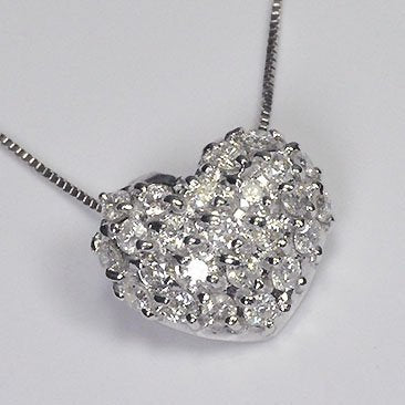 K18WG・ダイヤモンド0.3ct ハートパヴェペンダント ダイヤモンドネックレス ハート