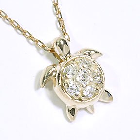 K10・ダイヤモンド0.06ct　亀さんパヴェネックレス