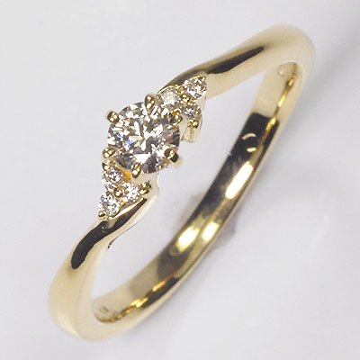 【婚約指輪】K18・ダイヤモンド0.19ct（SIクラス・鑑別書カード付）　エンゲージデザインリング