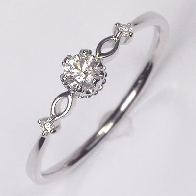 【婚約指輪】プラチナ・ダイヤモンド0.12ct（SIクラス・鑑別書カード付）　エンゲージデザインリング