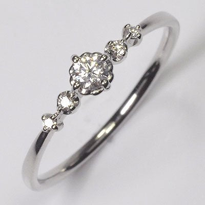 【婚約指輪】プラチナ・ダイヤモンド0.13ct（SIクラス・鑑別書カード付）　エンゲージデザインリング