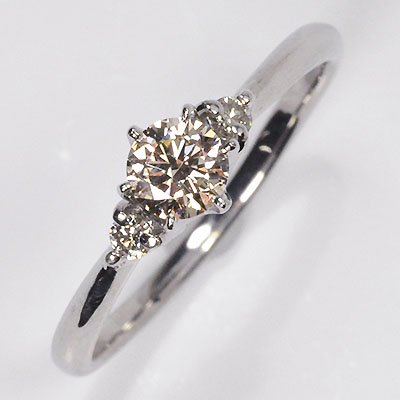 婚約指輪 プラチナ ダイヤモンド0.3ct＋0.07ct（SIクラス・鑑別書カード付）　エンゲージ３ストーンリング  プロポーズリング