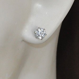 プラチナ・ダイヤモンド1.0ct（HカラーUP・SIクラス・GOOD・鑑定書付） シングルピアス 片耳用