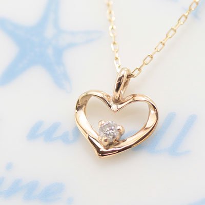 PURE（ピュア） K10PG・ダイヤ0.02ct ハートネックレス