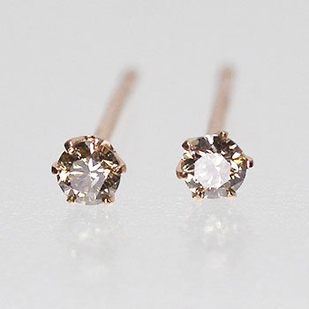 選べる！ピンクゴールド×ダイヤモンド0.1ct　スタッドピアス