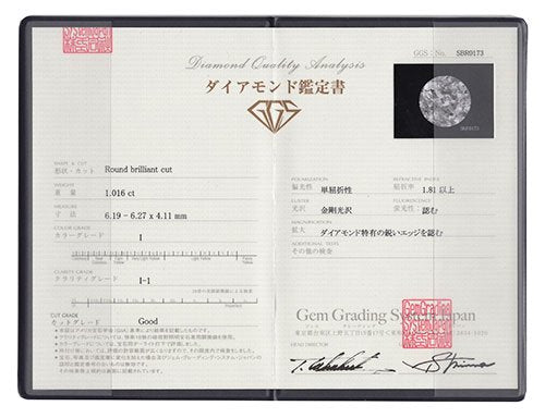 プラチナ・ダイヤモンド1.016ct（I・I1・GOOD・鑑定書付） 一点留めペンダント（ネックレス）