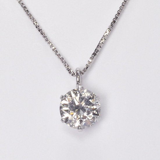 プラチナ ダイヤモンド ネックレス 0.3ct（Hカラー・SIクラス・GOOD・鑑定書カード付） 一粒ネックレス 6本爪