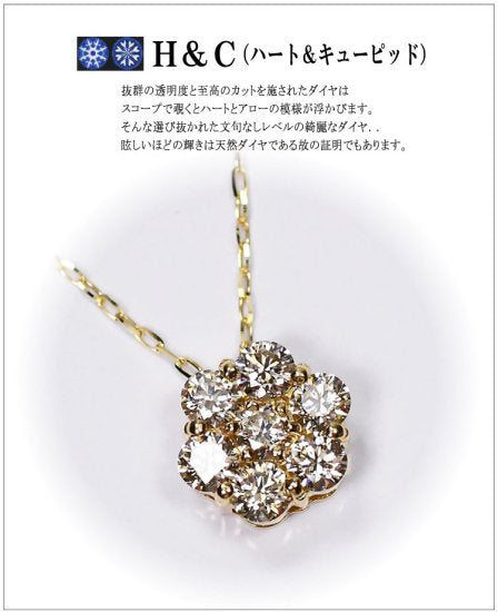 K18・ダイヤモンド0.3ct（H&C・鑑別書カード付） ミステリアスフラワーネックレス