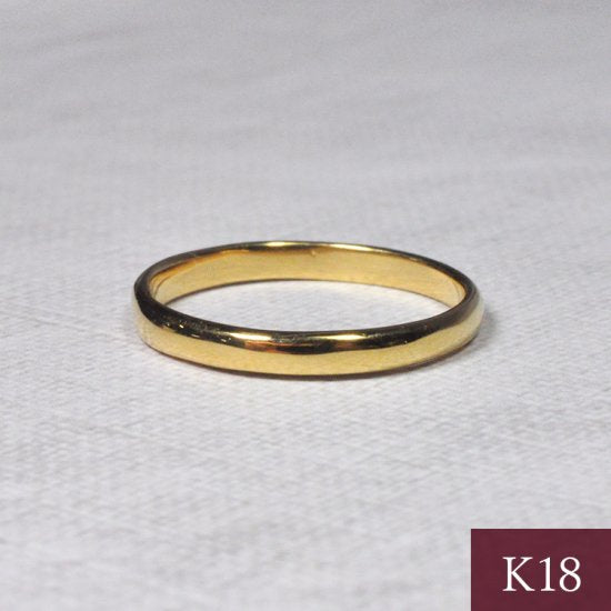 K18 18金イエローゴールド 甲丸リング（指輪） 2mm