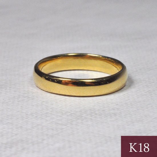 K18 18金イエローゴールド 甲丸リング（指輪） 3mm