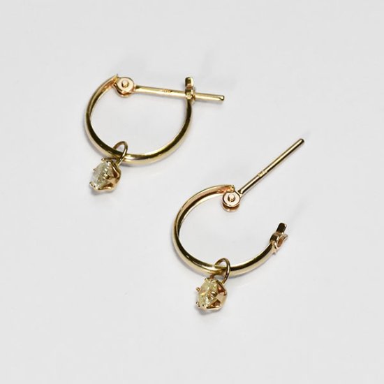 K10・ダイヤモンド0.2ct スタッドフープピアス – キュートジュエリー